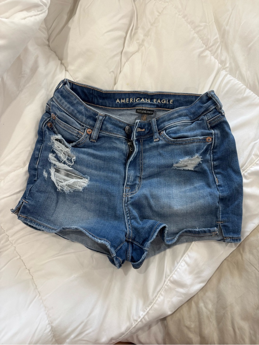 American Eagle Outfitters High V-Rise Shortie, Denim